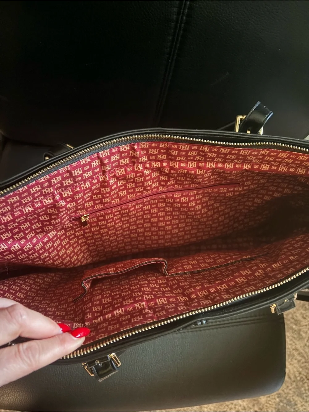 Badgley Mischka Black Tote with Gold Hardware